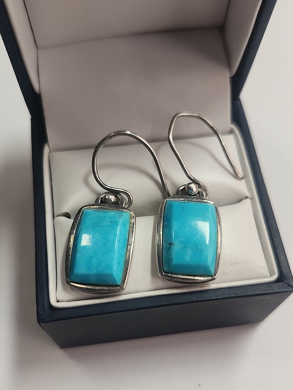 Barse 925 Sterling Silver Turquoise Drop Earrings - Bright Blue